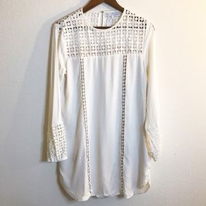 English Factory White Long Sleeve Crochet Dress, M